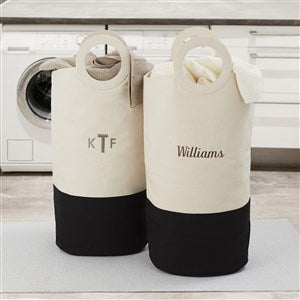 Embroidered Canvas Laundry Hamper