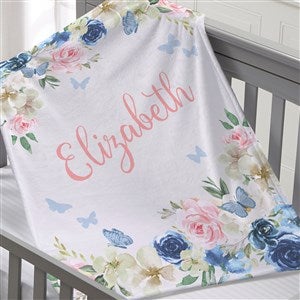 Butterfly Kisses Baby Girl Personalized 30x40 Plush Fleece Blanket