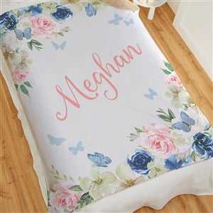 Butterfly Kisses Baby Girl Personalized 50x60 Sherpa Blanket