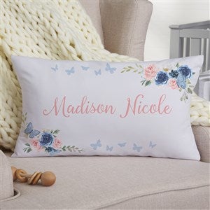 Butterfly Kisses Baby Girl Personalized Lumbar Velvet Throw Pillow