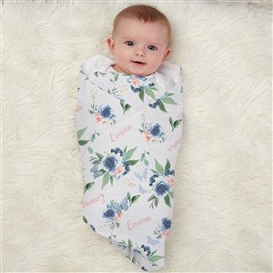 Butterfly Kisses Baby Girl Personalized Receiving Blanket