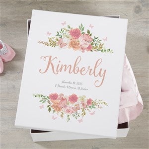 Baby Girl Personalized Keepsake Memory Box - Butterfly Kisses - 8x10