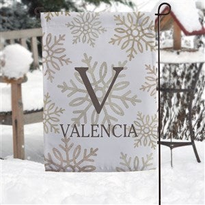 Personalized Silver and Gold Snowflakes Garden Flag
