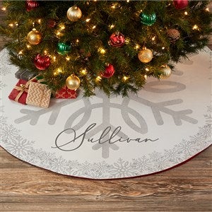 Personalized Silver and Gold Snowflake Christmas Tree Skirt