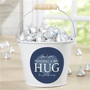 Sending Hugs Personalized Mini Metal Bucket - White