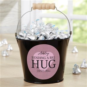 Sending Hugs Personalized Mini Metal Bucket - Black