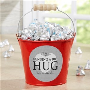 Sending Hugs Personalized Mini Metal Bucket - Red