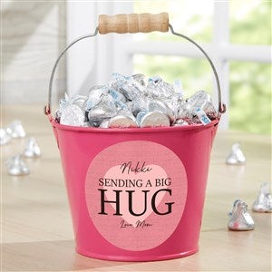 Sending Hugs Personalized Mini Metal Bucket - Pink