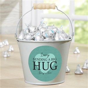 Sending Hugs Personalized Mini Metal Bucket - Silver