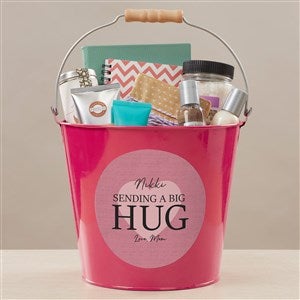 Sending Hugs Personalized Large Metal Bucket - Pink