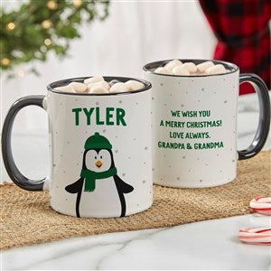 Santa and Friends Personalized Christmas Coffee Mug 11 oz.- Black
