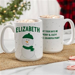 Santa and Friends Personalized Christmas Coffee Mug 15 oz.- White
