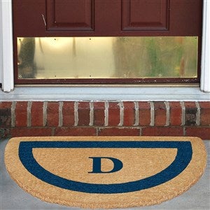 Monogrammed Blue Single Frame Half Round Coir Doormat