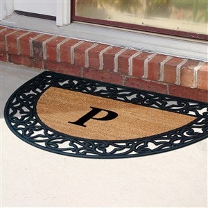 Monogrammed Acanthus Rubber Frame Half Round Coir Doormat - 22x36