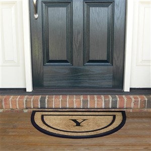 Monogrammed Single Rubber Frame Half Round Coir Doormat - 22x36