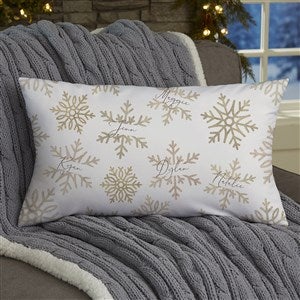 Personalized Throw Pillow - Silver and Gold Snowflakes Lumbar Throw Pillow