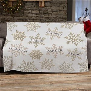 Silver and Gold Snowflakes Personalized 50x60 Plush Fleece Blanket