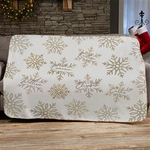 Silver and Gold Snowflakes Personalized 50x60 Sherpa Blanket