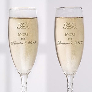 Mr. and Mrs. Collection Personalized Champagne Flute Set