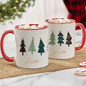 Christmas Aspen Personalized Coffee Mug 11 oz.- Red