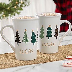 Christmas Aspen Personalized Latte Mug - 16 oz. White