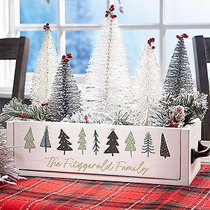 Personalized Wood Centerpiece Box - Christmas Aspen