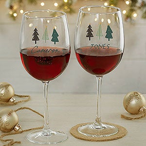 Christmas Aspen Personalized Red Wine Glass