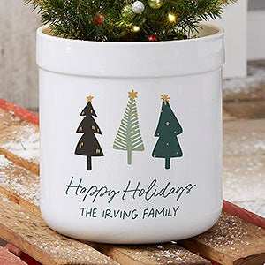 Personalized Outdoor Flower Pot - Christmas Aspen