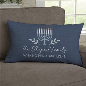 Spirit of Hanukkah Menorah Personalized Lumbar Throw Pillow