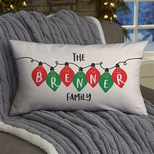 Holiday Lights Personalized Christmas Lumbar Velvet Throw Pillow