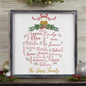 Merry Family Personalized Blackwashed Frame Wall Art- 12 x 12