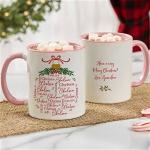 Merry Name Personalized Coffee Mug 11 oz.- Pink