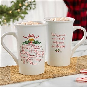 Merry Name Personalized Latte Mug - 16 oz. White