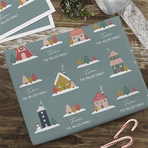 Christmas Cottage Personalized Wrapping Paper Sheets - Set of 3