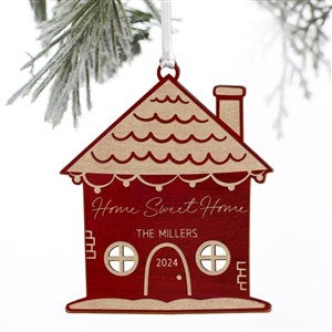 Christmas Cottage Personalized Wood Ornament- Red Maple