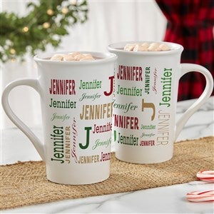 Christmas Repeating Name Personalized Latte Mug - 16 oz. White