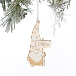 Christmas Gnome Personalized Wood Ornament- Whitewash
