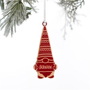 Christmas Gnome Personalized Wood Ornament- Red Maple