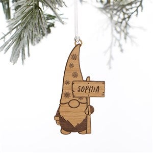 Christmas Gnome Personalized Wood Ornament- Natural