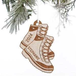 Hiking Boots Personalized Wood Ornament- Whitewash
