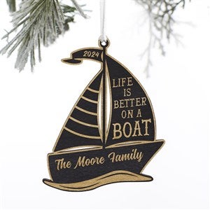Sailboat Personalized Wood Ornament- Black