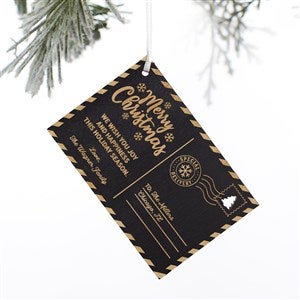 Christmas Postcard Personalized Wood Ornament- Black