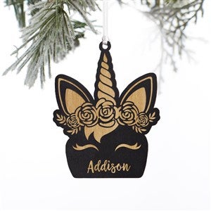 Unicorn Personalized Wood Ornament- Black