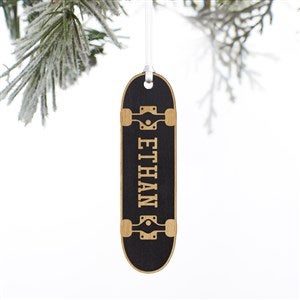 Skateboard Personalized Wood Ornament- Black