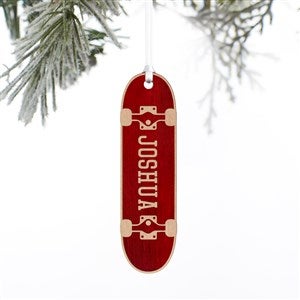 Skateboard Personalized Wood Ornament- Red Maple