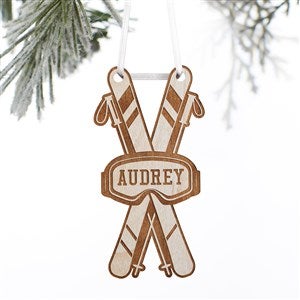 Skies Personalized Wood Ornament- Whitewash