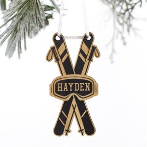 Skies Personalized Wood Ornament- Black