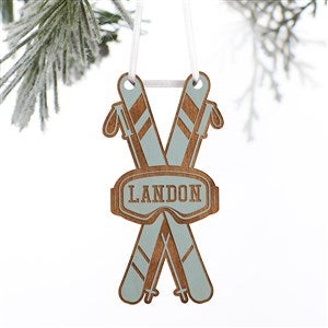 Skies Personalized Wood Ornament- Blue Stain