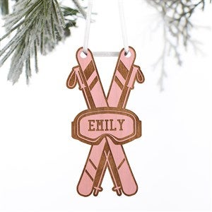 Skies Personalized Wood Ornament- Pink Stain