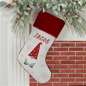 Christmas Gnome Personalized Christmas Stockings - Burgundy